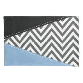 Grijs zigzag, Grijs Chevron, Zigzag Pattern, Blauw Kussensloop (Voorkant)