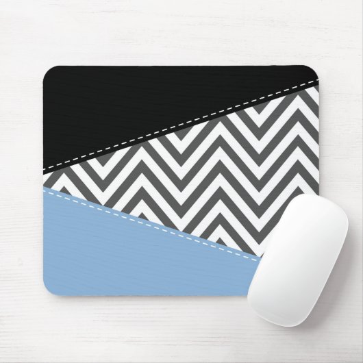 Grijs zigzag, Grijs Chevron, Zigzag Pattern, Blauw Muismat (Met muis)