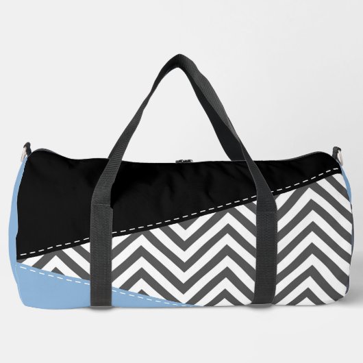 Grijs zigzag, Grijs Chevron, Zigzag Pattern, Blauw Plunjezak (Voorkant)