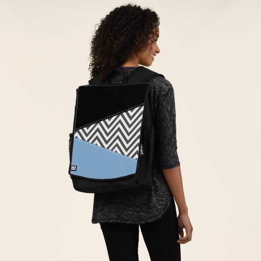 Grijs zigzag, Grijs Chevron, Zigzag Pattern, Blauw Rugtassen (Gedragen)
