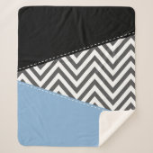 Grijs zigzag, Grijs Chevron, Zigzag Pattern, Blauw Sherpa Deken (Voorkant)