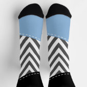 Grijs zigzag, Grijs Chevron, Zigzag Pattern, Blauw Sokken (Top)