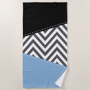 Grijs zigzag, Grijs Chevron, Zigzag Pattern, Blauw Strandlaken