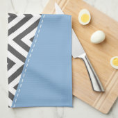 Grijs zigzag, Grijs Chevron, Zigzag Pattern, Blauw Theedoek (Quarter Fold)