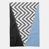 Grijs zigzag, Grijs Chevron, Zigzag Pattern, Blauw Theedoek (Verticaal)