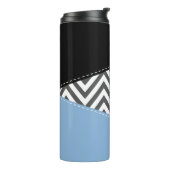 Grijs zigzag, Grijs Chevron, Zigzag Pattern, Blauw Thermosbeker (Gedraaid links)