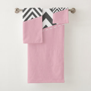 Grijs zigzag, Grijze Chevron, Zigzag Pattern, Roze Bad Handdoek