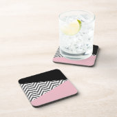 Grijs zigzag, Grijze Chevron, Zigzag Pattern, Roze Bier Onderzetter (Rechterzijde)