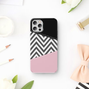 Grijs zigzag, Grijze Chevron, Zigzag Pattern, Roze iPhone 11 Hoesje