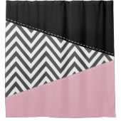 Grijs zigzag, Grijze Chevron, Zigzag Pattern, Roze Douchegordijn (Voorkant)