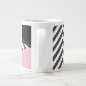 Grijs zigzag, Grijze Chevron, Zigzag Pattern, Roze Extra Grote Beker (Achterkant)
