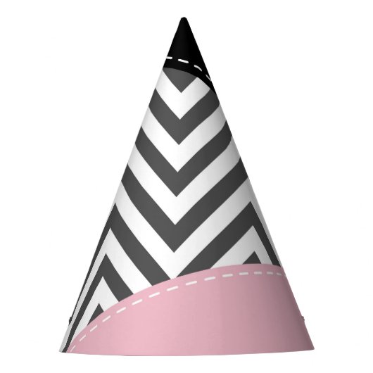 Grijs zigzag, Grijze Chevron, Zigzag Pattern, Roze Feesthoedjes (Voorkant)