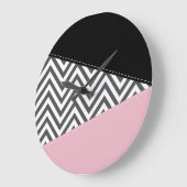 Grijs zigzag, Grijze Chevron, Zigzag Pattern, Roze Grote Klok (Hoek)