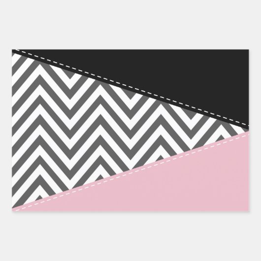 Grijs zigzag, Grijze Chevron, Zigzag Pattern, Roze Inpakpapier Vel (Voorkant 2)