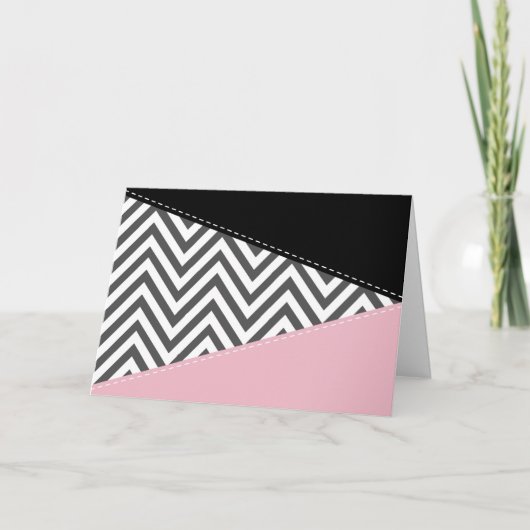 Grijs zigzag, Grijze Chevron, Zigzag Pattern, Roze Kaart (Voorkant)