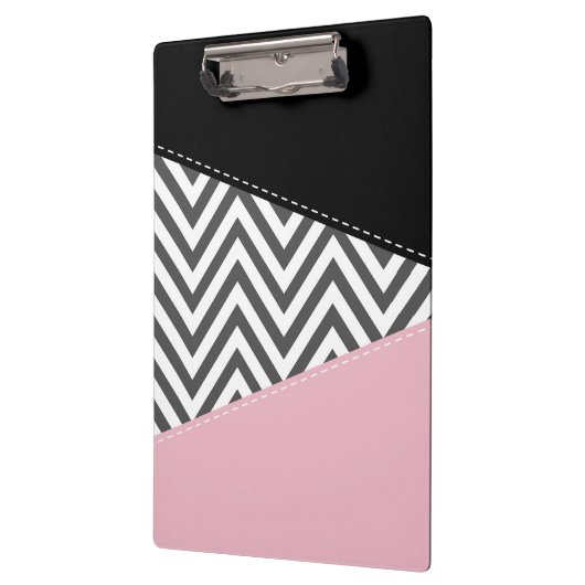Grijs zigzag, Grijze Chevron, Zigzag Pattern, Roze Klembord (Links)