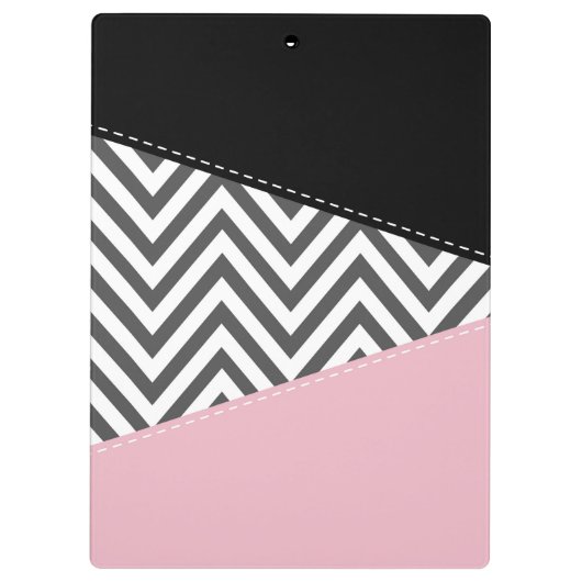Grijs zigzag, Grijze Chevron, Zigzag Pattern, Roze Klembord (Achterkant)