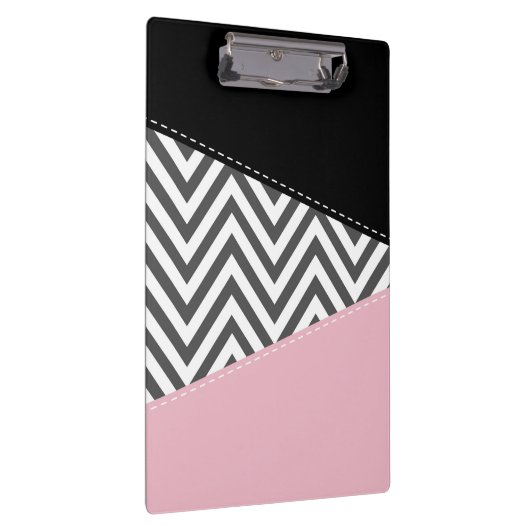 Grijs zigzag, Grijze Chevron, Zigzag Pattern, Roze Klembord (Rechts)