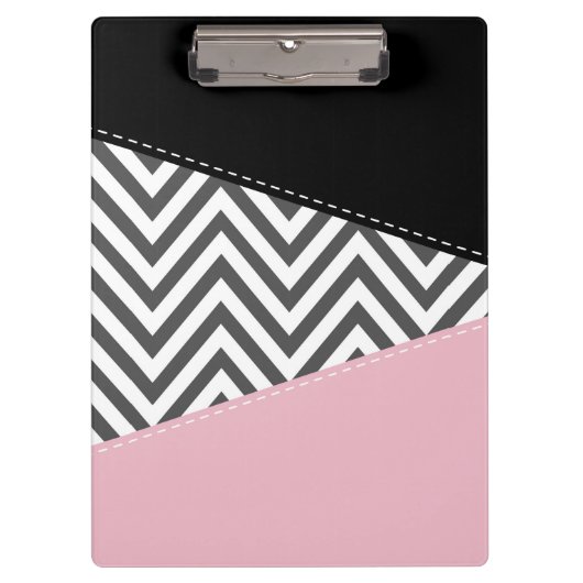 Grijs zigzag, Grijze Chevron, Zigzag Pattern, Roze Klembord (Voorkant)