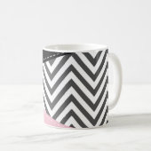 Grijs zigzag, Grijze Chevron, Zigzag Pattern, Roze Koffiemok (Voorkant rechts)