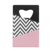 Grijs zigzag, Grijze Chevron, Zigzag Pattern, Roze Kredietkaart Flessenopener (Achterkant)