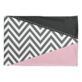 Grijs zigzag, Grijze Chevron, Zigzag Pattern, Roze Kussensloop (Achterkant)