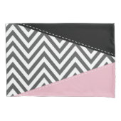 Grijs zigzag, Grijze Chevron, Zigzag Pattern, Roze Kussensloop (Voorkant)