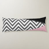 Grijs zigzag, Grijze Chevron, Zigzag Pattern, Roze Lichaamskussen (Achterkant)