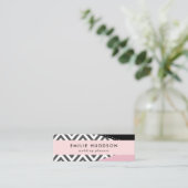 Grijs zigzag, Grijze Chevron, Zigzag Pattern, Roze Mini Visitekaartje (Staand voorkant)