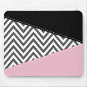 Grijs zigzag, Grijze Chevron, Zigzag Pattern, Roze Muismat (Voorkant)