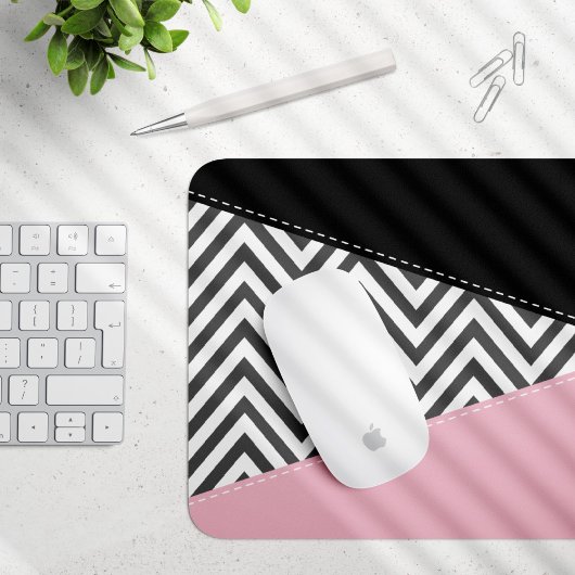 Grijs zigzag, Grijze Chevron, Zigzag Pattern, Roze Muismat