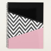 Grijs zigzag, Grijze Chevron, Zigzag Pattern, Roze Planner (Voorkant)