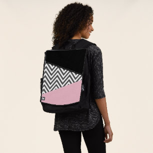 Grijs zigzag, Grijze Chevron, Zigzag Pattern, Roze Rugtassen