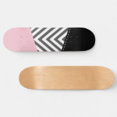 Grijs zigzag, Grijze Chevron, Zigzag Pattern, Roze Skateboard (Horizontaal)
