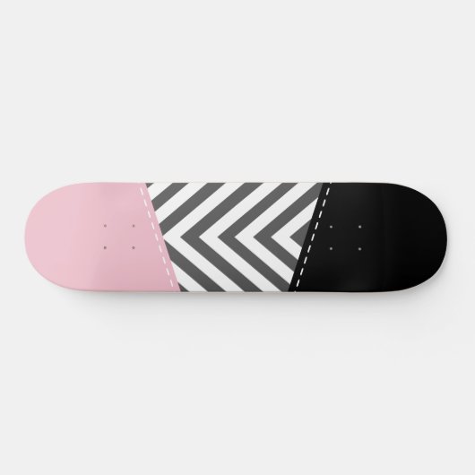 Grijs zigzag, Grijze Chevron, Zigzag Pattern, Roze Skateboard (Horizontaal)