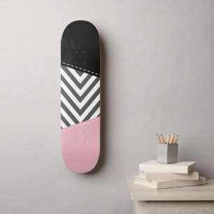 Grijs zigzag, Grijze Chevron, Zigzag Pattern, Roze Skateboard