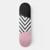 Grijs zigzag, Grijze Chevron, Zigzag Pattern, Roze Skateboard (Voorkant)