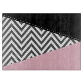 Grijs zigzag, Grijze Chevron, Zigzag Pattern, Roze Snijplank (Voorkant)