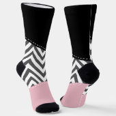 Grijs zigzag, Grijze Chevron, Zigzag Pattern, Roze Sokken (Gebogen)