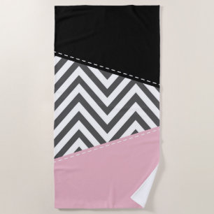 Grijs zigzag, Grijze Chevron, Zigzag Pattern, Roze Strandlaken