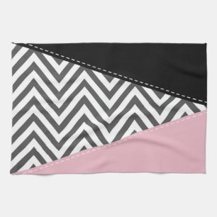 Grijs zigzag, Grijze Chevron, Zigzag Pattern, Roze Theedoek