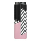 Grijs zigzag, Grijze Chevron, Zigzag Pattern, Roze Thermosbeker (Achterkant)