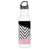 Grijs zigzag, Grijze Chevron, Zigzag Pattern, Roze Waterfles (Voorkant)