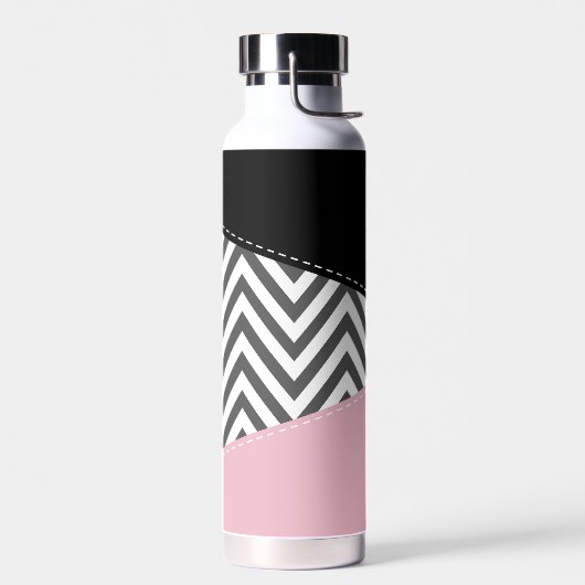 Grijs zigzag, Grijze Chevron, Zigzag Pattern, Roze Waterfles (Links)