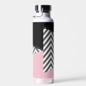 Grijs zigzag, Grijze Chevron, Zigzag Pattern, Roze Waterfles (Rechts)
