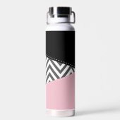 Grijs zigzag, Grijze Chevron, Zigzag Pattern, Roze Waterfles (Achterkant)