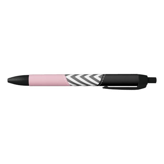 Grijs zigzag, Grijze Chevron, Zigzag Pattern, Roze Zwarte Inkt Pen (Bodem)