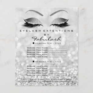 Grijs zilver flyer voor schoonheidssalon met glitt