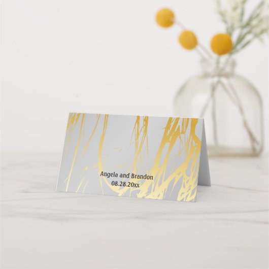 Grijs zilver met gouden lijnen bruiloft (Achterkant)