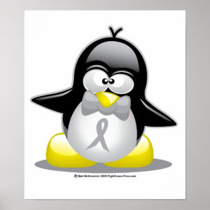 Grijs/Zilver Ribbon Penguin Poster